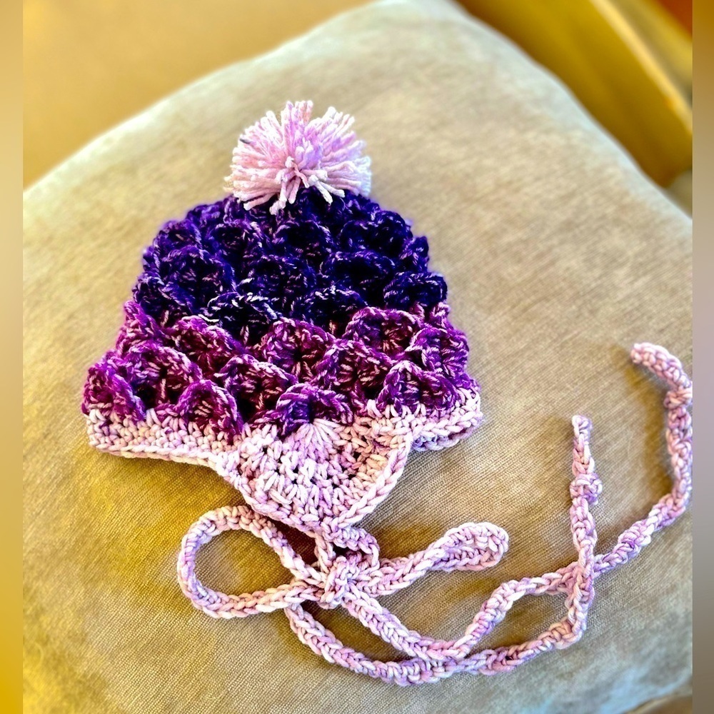 HANDMADE CROCHETED TODDLER GIRL CROCODILE STITCH HAT